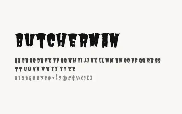 Butcherman specimen from Google Fonts