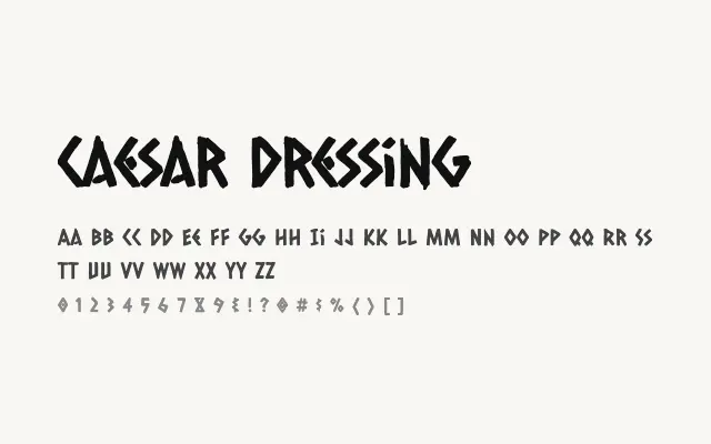 Caesar Dressing specimen from Google Fonts