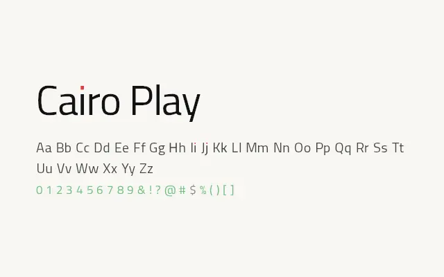 Cairo Play specimen from Google Fonts