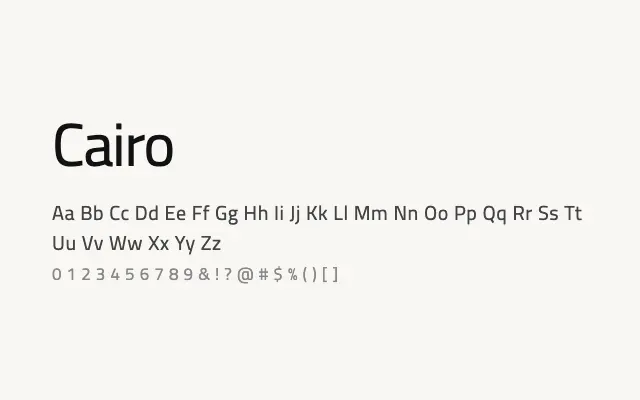 Cairo specimen from Google Fonts
