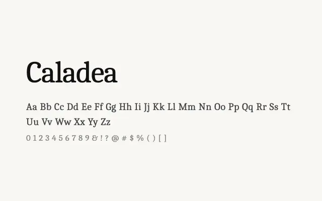 Caladea specimen from Google Fonts