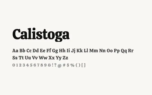 Calistoga specimen from Google Fonts