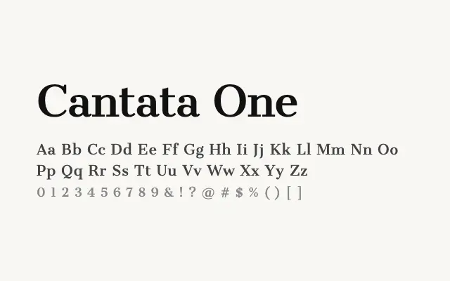 Cantata One specimen from Google Fonts