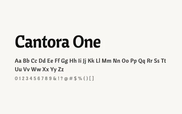 Cantora One specimen from Google Fonts
