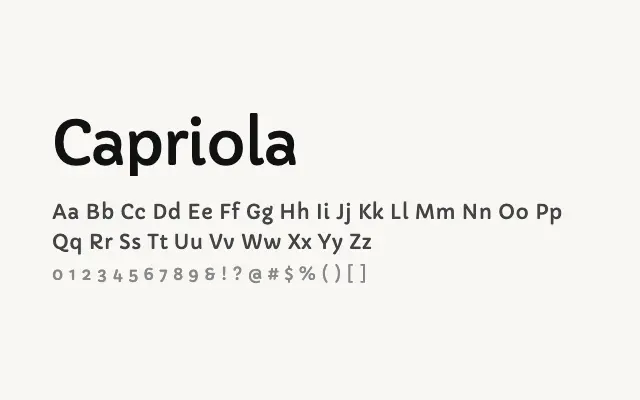 Capriola specimen from Google Fonts
