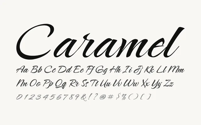 Caramel specimen from Google Fonts
