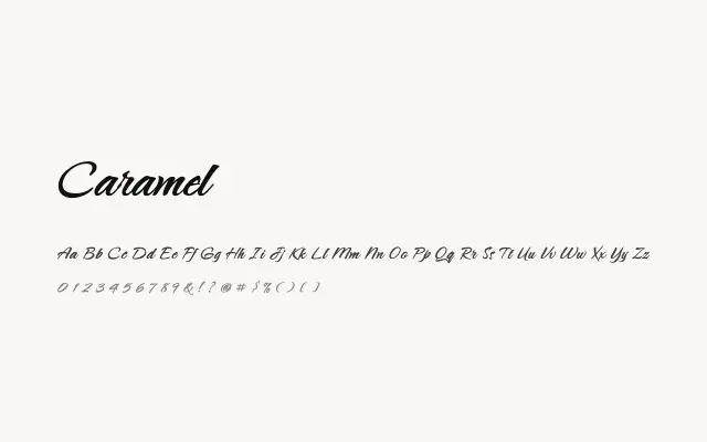 Caramel specimen from Google Fonts