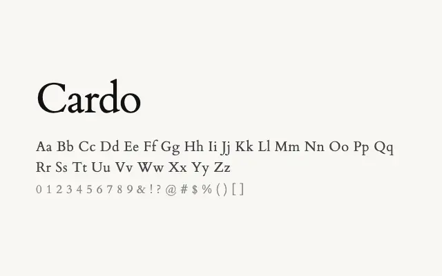 Cardo specimen from Google Fonts