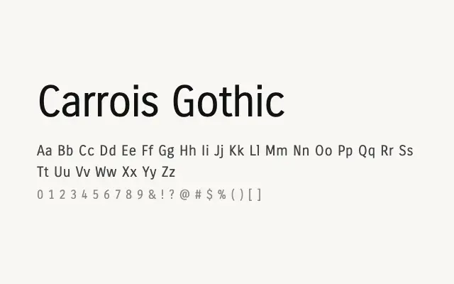 Carrois Gothic specimen from Google Fonts