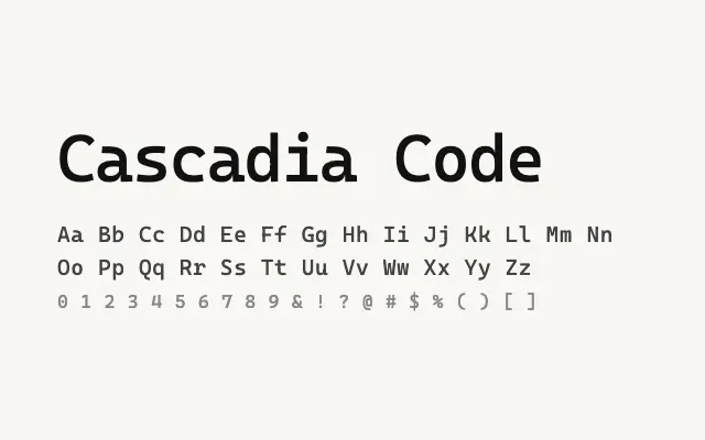 Cascadia Code specimen from Google Fonts