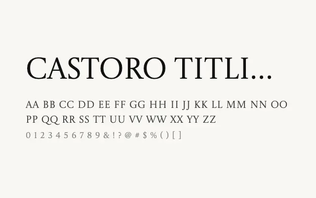 Castoro Titling specimen from Google Fonts