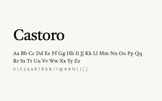 Castoro specimen from Google Fonts
