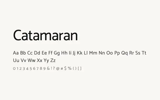 Catamaran specimen from Google Fonts