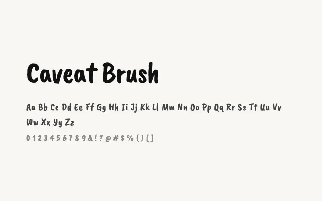 Caveat Brush specimen from Google Fonts
