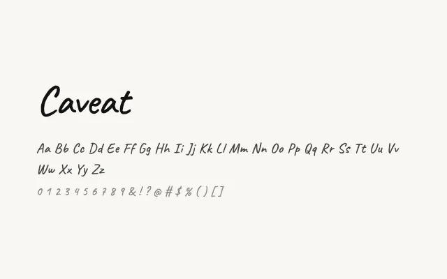 Caveat specimen from Google Fonts