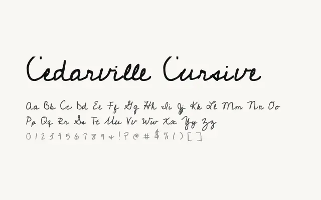 Cedarville Cursive specimen from Google Fonts