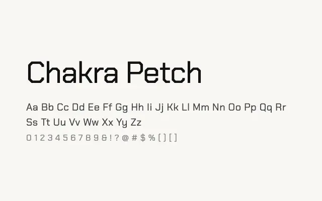 Chakra Petch specimen from Google Fonts