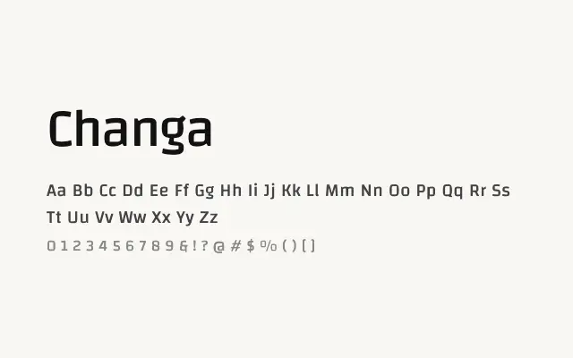 Changa specimen from Google Fonts