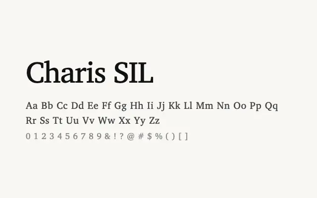 Charis SIL specimen from Google Fonts