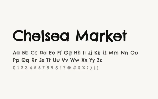 Chelsea Market specimen from Google Fonts