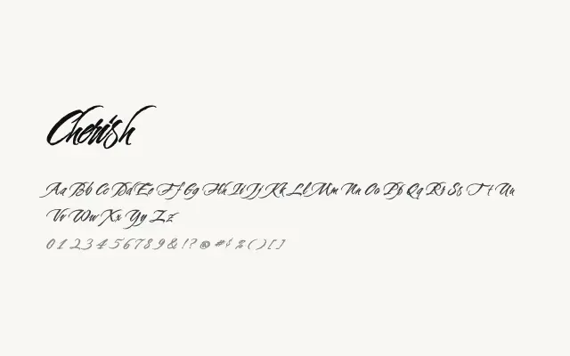 Cherish specimen from Google Fonts