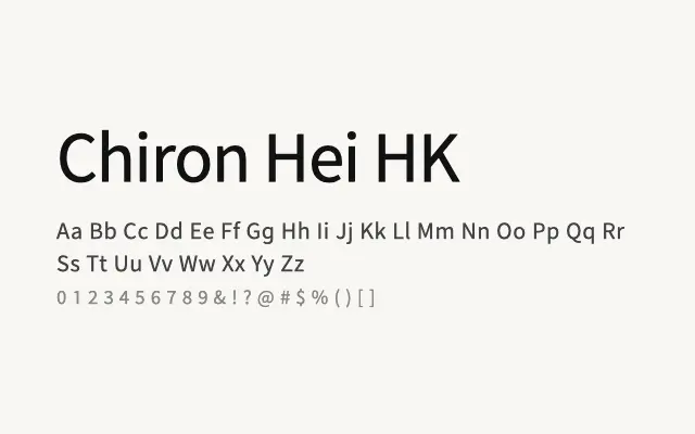 Chiron Hei HK specimen from Google Fonts