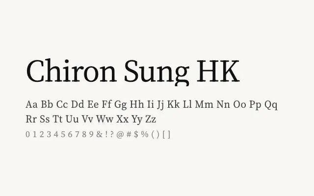 Chiron Sung HK specimen from Google Fonts