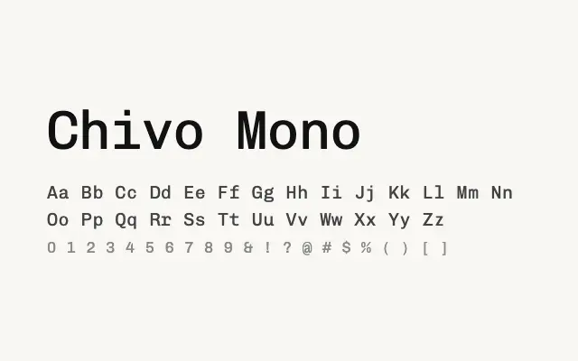 Chivo Mono specimen from Google Fonts