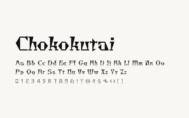 Chokokutai specimen from Google Fonts