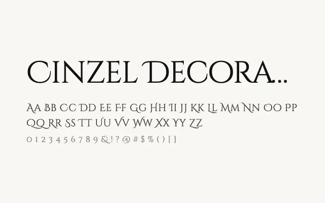 Cinzel Decorative specimen from Google Fonts