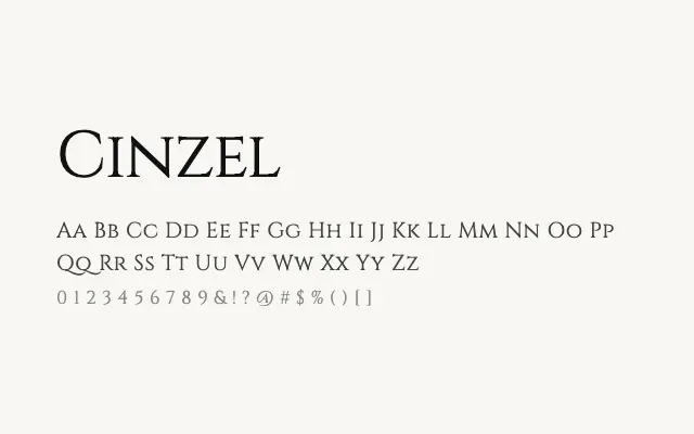 Cinzel specimen from Google Fonts