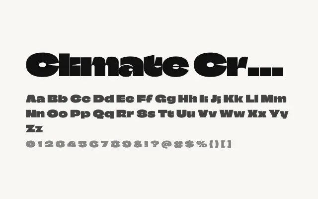 Climate Crisis specimen from Google Fonts