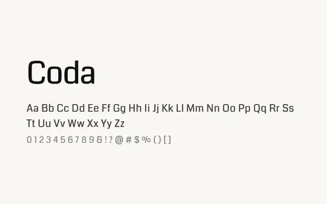 Coda specimen from Google Fonts