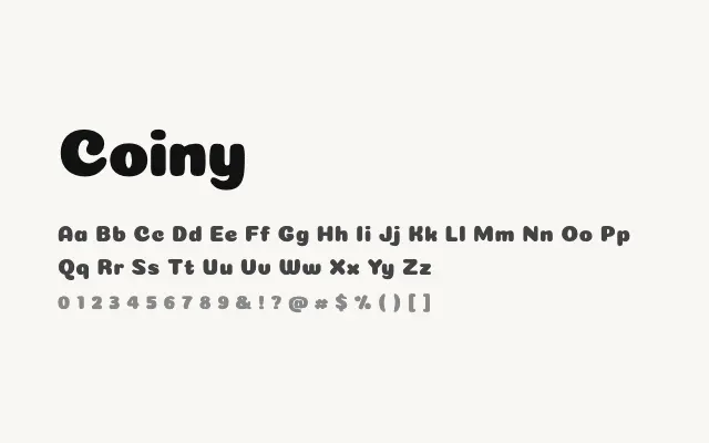 Coiny specimen from Google Fonts