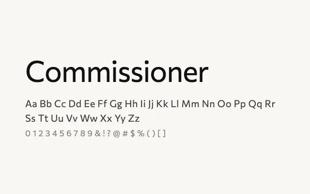 Commissioner specimen from Google Fonts