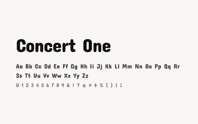 Concert One specimen from Google Fonts