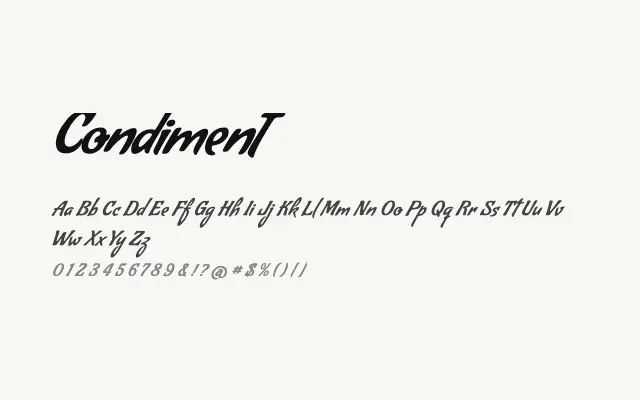 Condiment specimen from Google Fonts