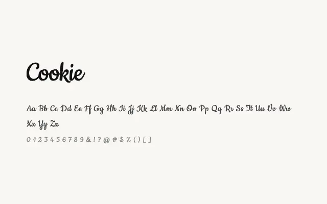 Cookie specimen from Google Fonts