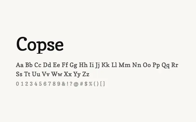 Copse specimen from Google Fonts