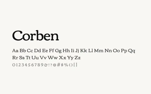 Corben specimen from Google Fonts