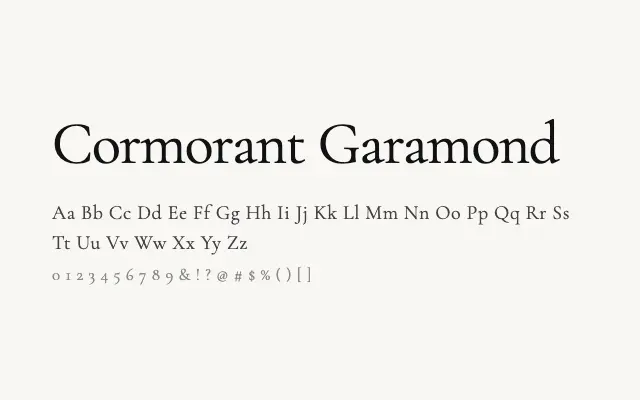 Cormorant Garamond specimen from Google Fonts