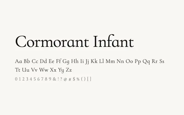 Cormorant Infant specimen from Google Fonts