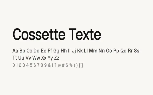 Cossette Texte specimen from Google Fonts