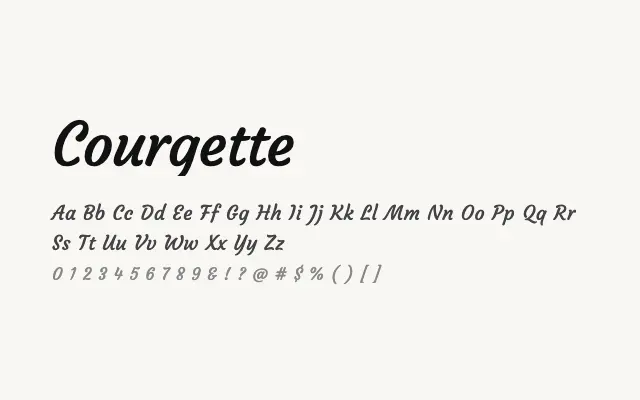 Courgette specimen from Google Fonts
