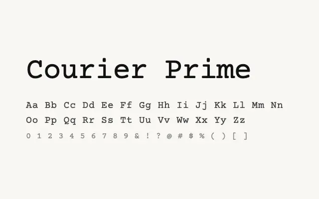 Courier Prime specimen from Google Fonts