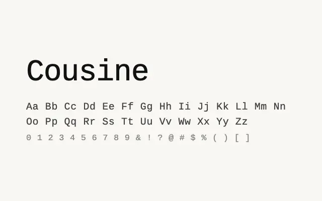 Cousine specimen from Google Fonts