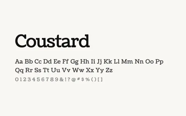 Coustard specimen from Google Fonts