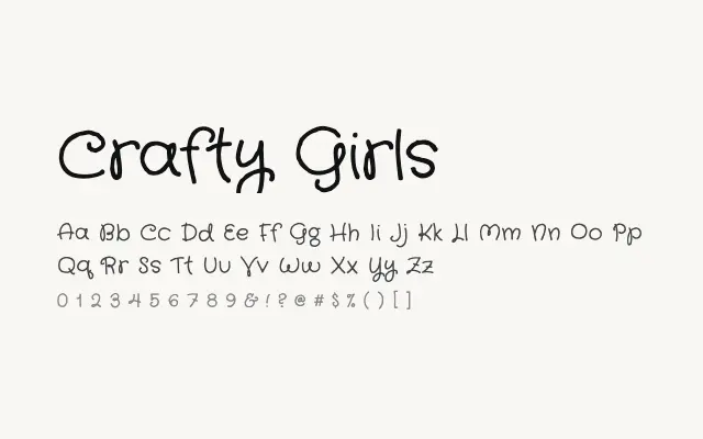 Crafty Girls specimen from Google Fonts
