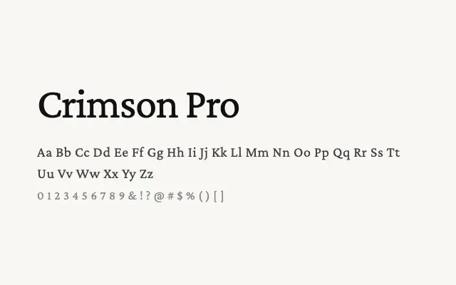 Crimson Pro specimen from Google Fonts