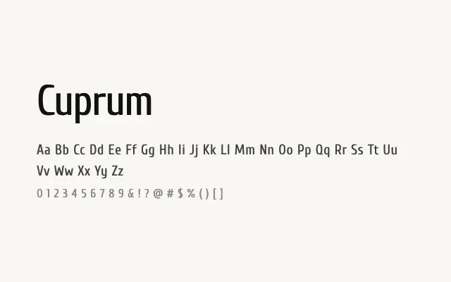 Cuprum specimen from Google Fonts